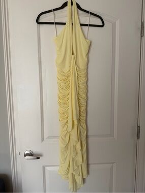 Naked Wardrobe Ruched Halter Maxi Dress